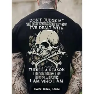 Summer Casual Short Sleeve Men's Skull Graphic Print Crew Neck T-shirt