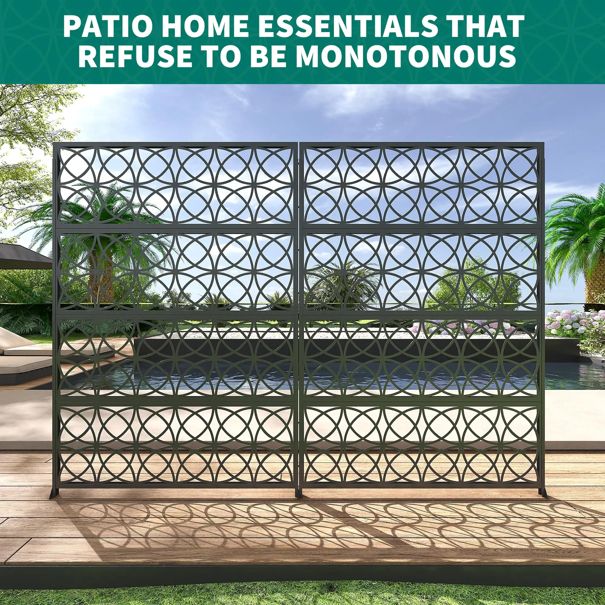 Decorative Metal Garden Fence, 72 Inch High Rust Proof Scroll Design for Yard and Flower Bed Borders, Easy Snap Together Installation, Outdoor Indoor Privacy Panels for Patio Pool Lawn, Heavy Duty Garden Border Fence