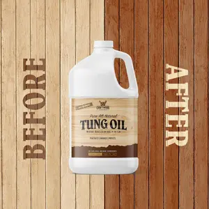 Pure Tung Oil Wood Finish | 1 Gallon | Natural Wood Sealer & Protector | Furniture Deck Butcher Block