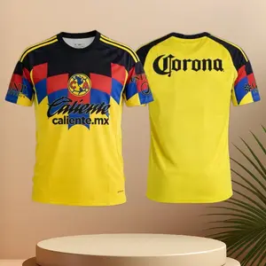 25 26 Home Yellow Short Sleeve Soccer Jersey Fans Version Breathable