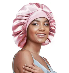 LRV Hair Women's Silk Turban Sleep Bonnets with Edge Wraps Silk Hair Bonnet Silk Hair Cap