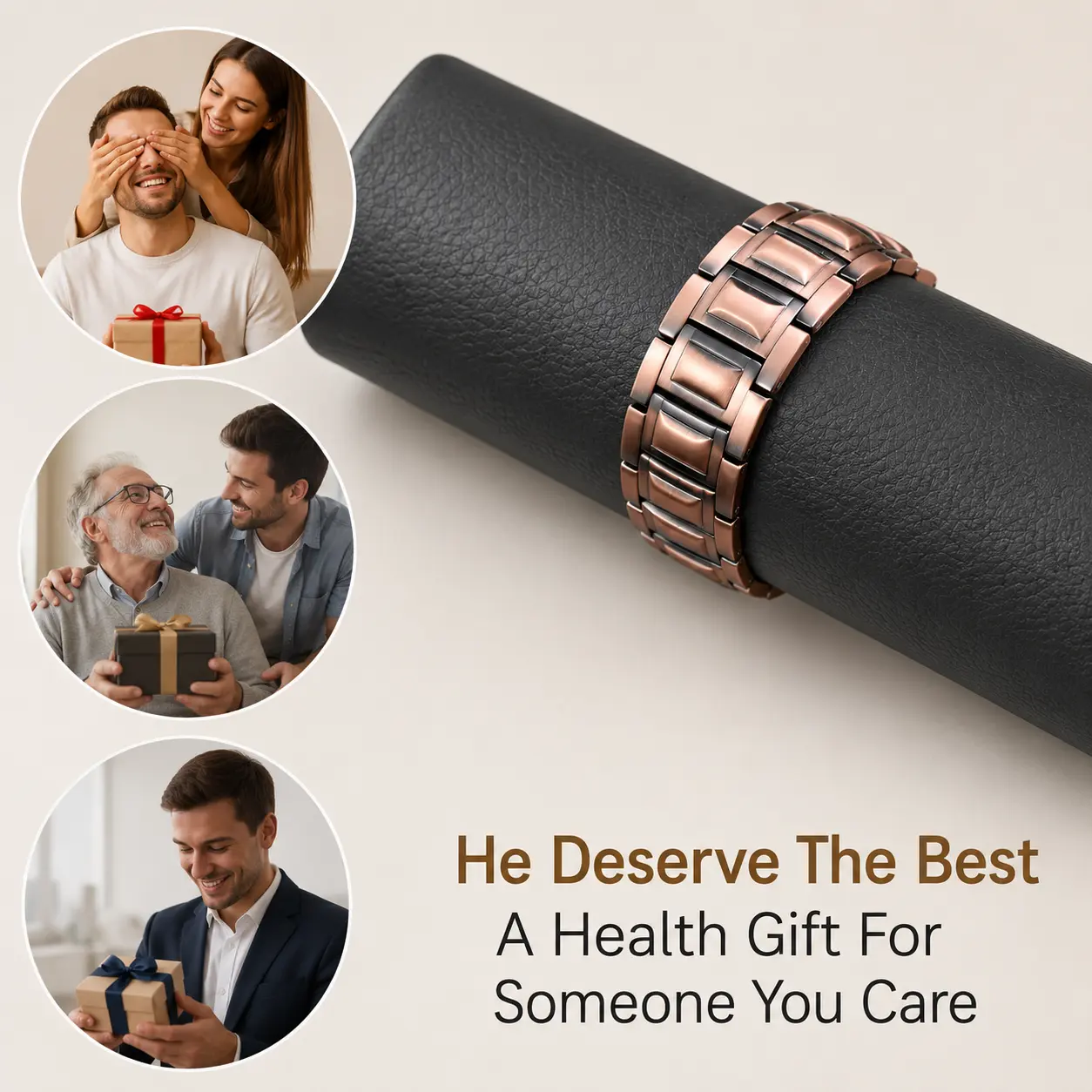Men's Copper Magnetic Bracelet, Adjustable Cuff Bangle for Casual Wear, Includes Link Removal Tool and Elegant Gift Box, Bangles, Copper Metal Bracelet, Adjustable Size, Choking Hazard Magnets, Male, Folding Clasp