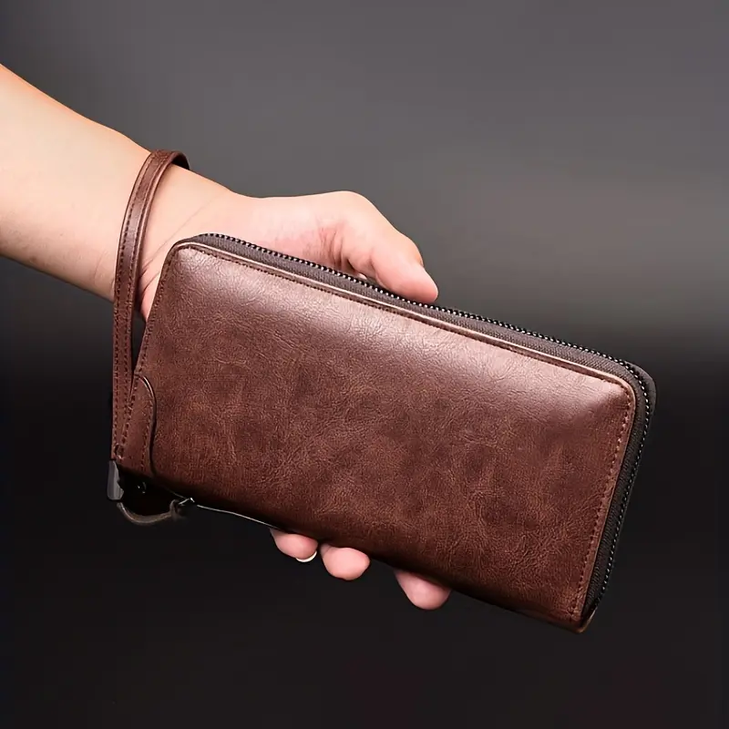 Men's Long Zipper Wallet High-Quality PU Leather Men's Wallet Anti-Theft Business Clutch Bag Men's Credit Card Holder Wallet