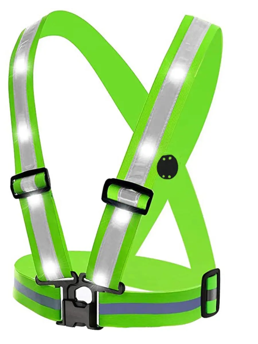 Reflective LED Safety Vest for Cycling & Running, USB Rechargeable Light-Up Waistcoat, High Visibility Gear for Night Activities