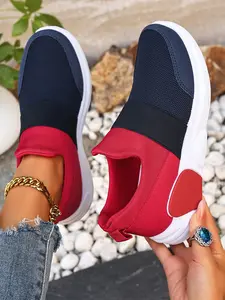 Women's New One-Step Casual Sports Shoes, Pure Color Comfortable Sneakers, Mesh Design for Vacation Beach Travel Camping, Slip On Sneakers
