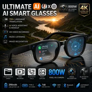 AI Smart Glasses with 8MP Camera - HD Video Recording Glasses with Audio, Wireless Call, Music Playback, Touch Control, Real-Time Translation, AI Object Recognition, Multifunctional Camera Glasses for Men Women, Translation Glasses for Travel & Outdoor