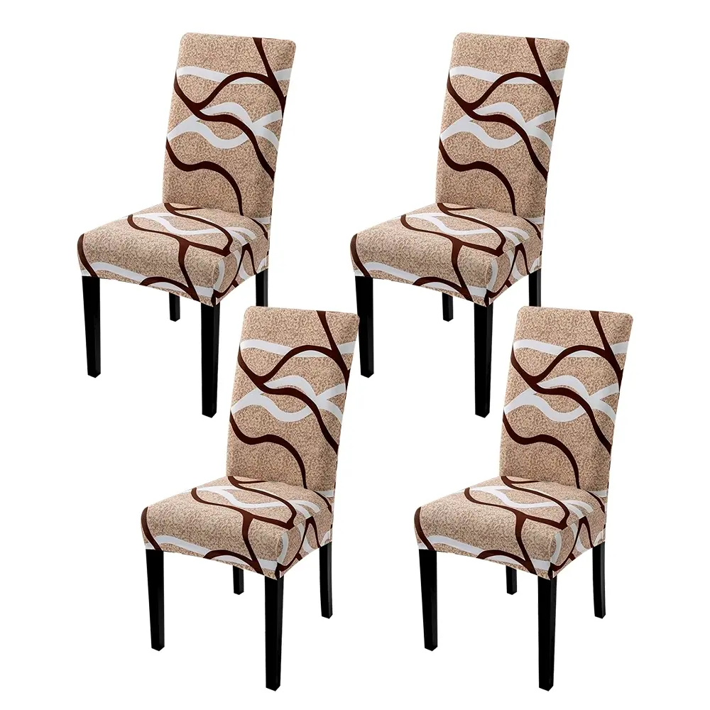 Leaf Print Chair Cover, 4 Counts/set Stretchy Chair Slipcover, Chair Protector for Home Living Room Dining Room Hotel Decor, Stretch Chair Slipcovers, Chair Covers for Dining Chairs