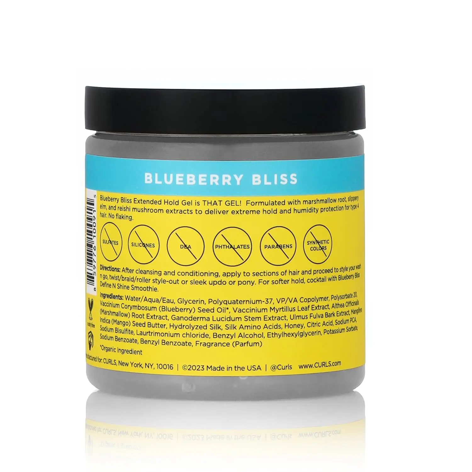 CURLS Blueberry Bliss Extended Strong Hold Hair Gel, 8oz - Chemical-Free Haircare with Flake-Free Frizz Protection, Detangle Support, Althea Officinalis (Marshmallow) Root Extract for Type 4 Curly Hair