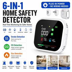 5-in-1 Portable  Detector with Natural Gas & Temperature Humidity Sensors Plug-and-Play Design High-Definition Display Accurate Alerts Ideal for Kitchen Garage RVs Apartments tiktokshopspringglowup