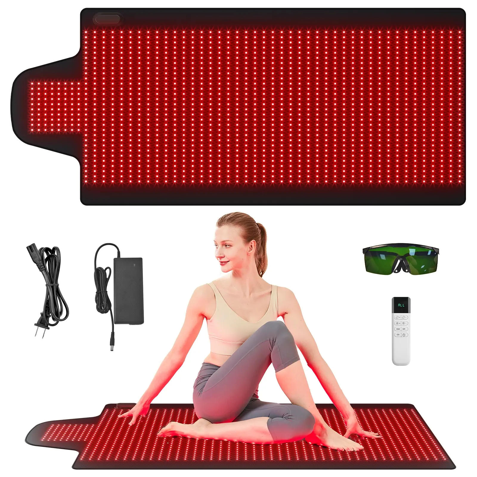 VORTRO Red Light Therapy Mat for Body, 73"x 34" Red and Infrared Light Therapy Blanket with 660nm & 850nm Dual Wavelengths, 2570 LEDs Infrared Light Therapy for Full Body Pain Relief, Improved Sleep