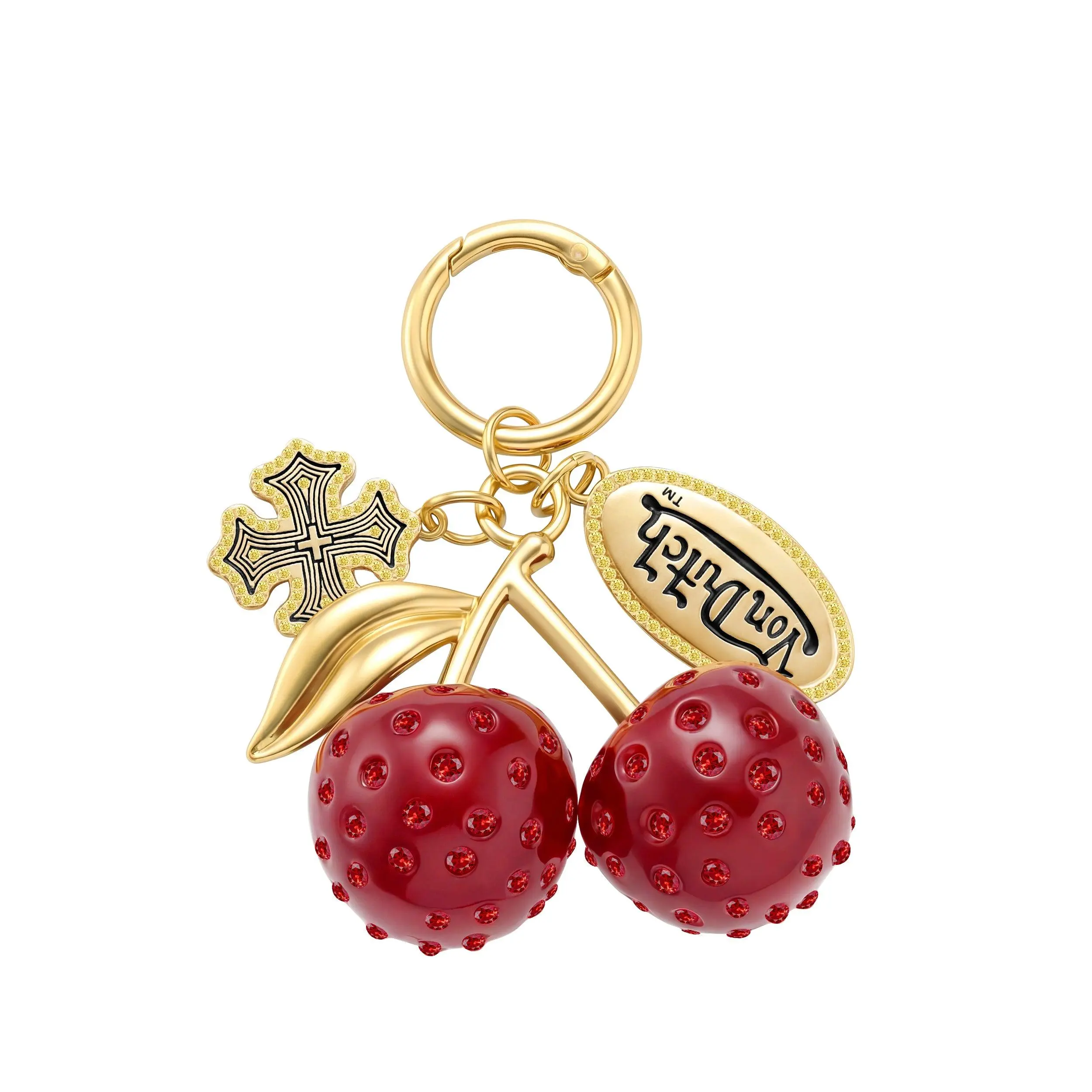 3D CHERRY KEYCHAIN - GOLD - NO RETURNS/CANCELLATION