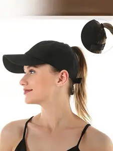 Women's Cross Braided Detail Baseball Cap, Adjustable Fit High Ponytail Design, Quick-Dry Hat for Daily Use and Sports, Comfortable and Stylish