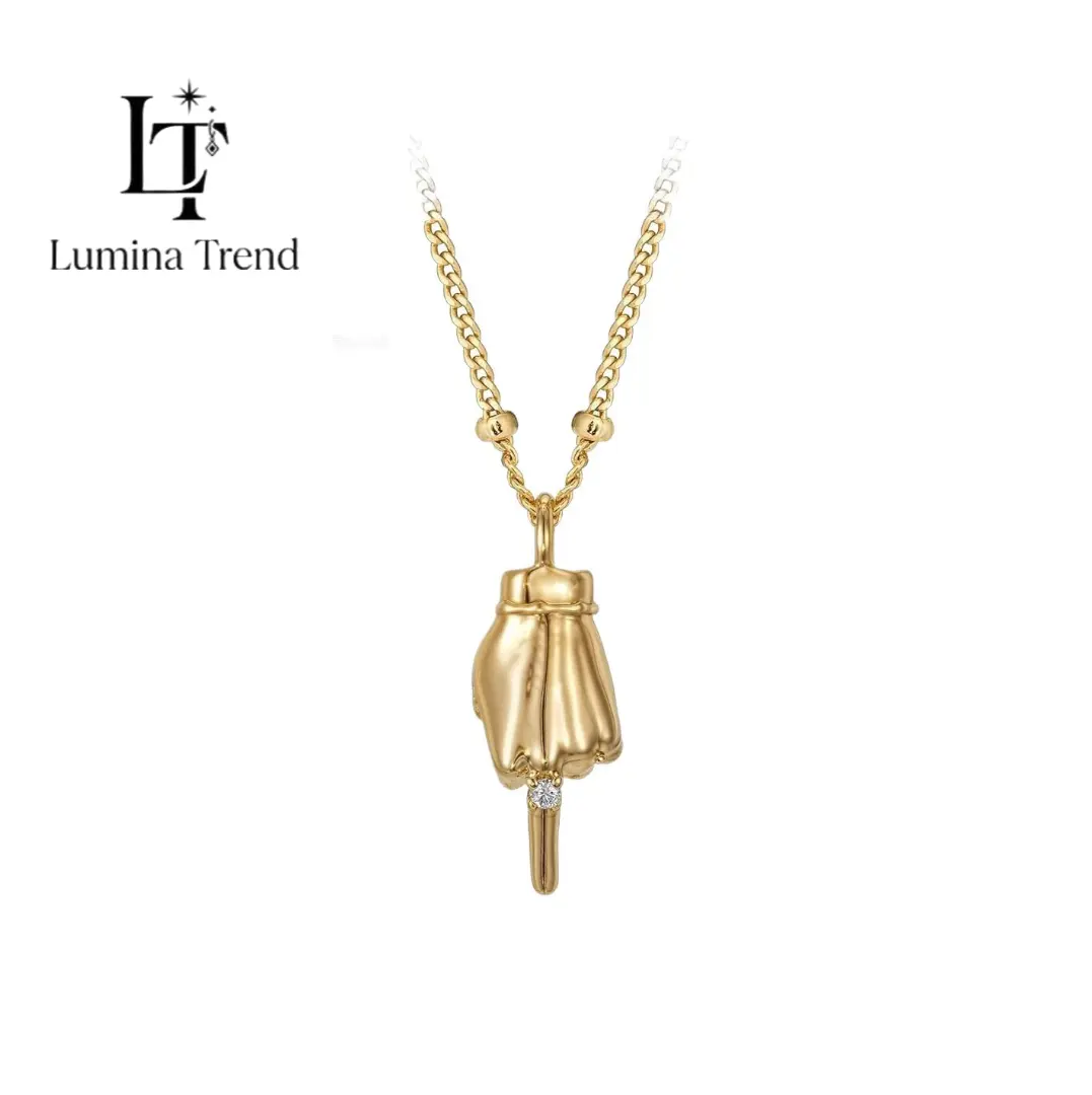 LuminaTrend Hand Gesture Gold-plated Necklace for Women – Trendy Dainty Cubic Zirconia Charm, Fashion Statement Jewelry Gift for Daily Wear & Parties DealsForYouDays WeeklyDeals summerwins