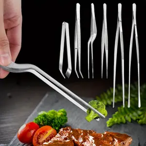 6 Pcs Baking Clips Multifunctional Tongs Stainless Steel Cooking Tweezers 12-inch and 6.3-inch Mini Tongs Multipurpose Cooking Tools Seafood, Barbecue, Kitchen Utensils Set Sturdy
