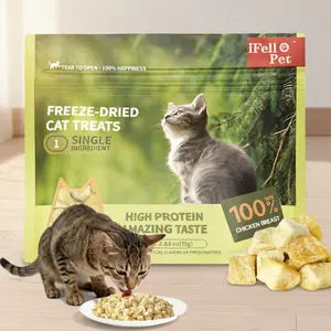 Freeze-Dried Cat Treats - 100% Chicken Breast, Single Ingredient, High Protein (≥60% Crude Protein), All Natural No Additives, Grain-Free, 2.65 oz (75g)
