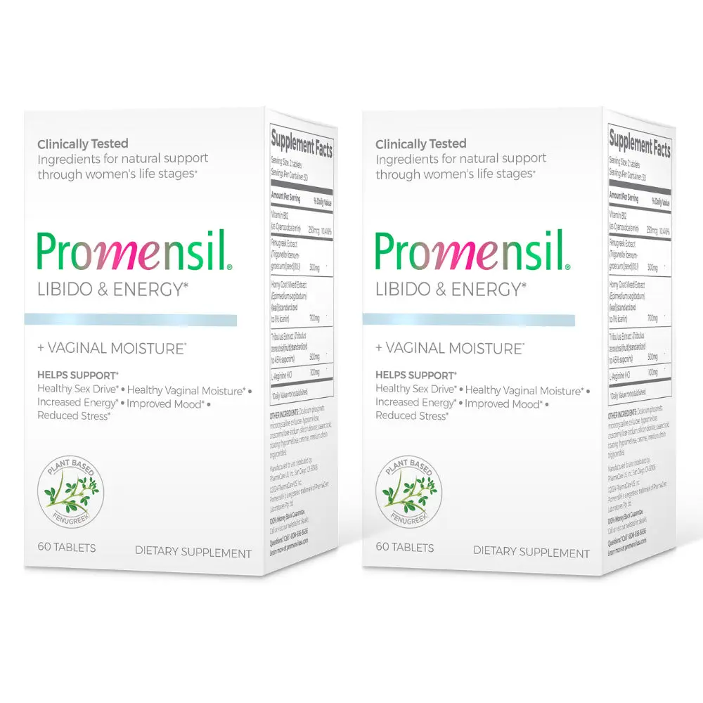 Promensil Libido & Energy 2-Pack for Women - Improved Mood Confidence Vitality & Energy Support - 60 Tablets Each - Dietary Supplement for Healthcare