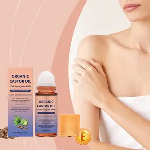 Travel-Friendly Organic Castor Oil, Leakproof Roll on Essential Oil, Rose Quartz Roller, Hexane-Free Massage Oil for Under Eyes & Body, Body Care, Body Oil Moisturizer, Nourishing Body Oil