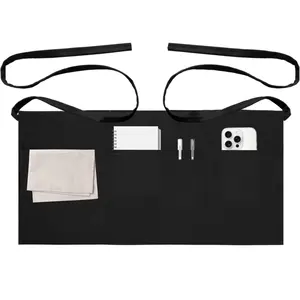 Server Aprons with 3 Pockets, Waitress Waiter Waist Apron for Women Men, Chef Kitchen Serving Cooking Baking, 1 Pack