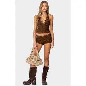 Edikted Women's Sloane Faux Suede Micro Shorts