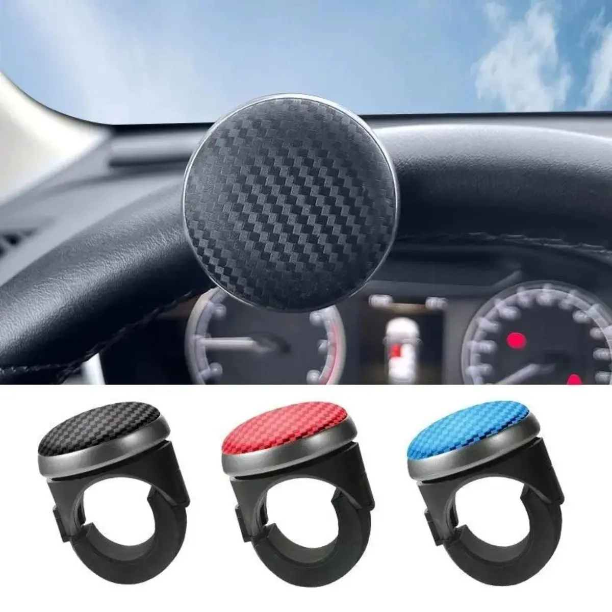 PU Leather Steering Wheel Booster Knob, Universal Power Handle with Ball Bearing System for Turn Assist, Interior Car Accessory