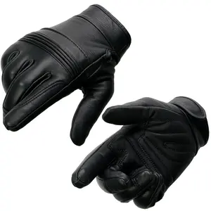 Men’s Premium Cowhide Leather Motorcycle Gloves – Gel Palm & Adjustable Wrist