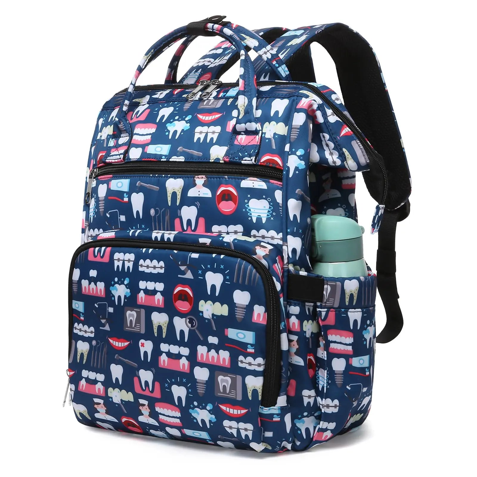 Women's Printed Teacher Backpack with Inspiring Patterns, Large Capacity Zip Laptop Bag with Matching Small Pouch, Inspirational Gifts for Educators, Carry Laptop, Expressing Gratitude To Teachers, Slogans