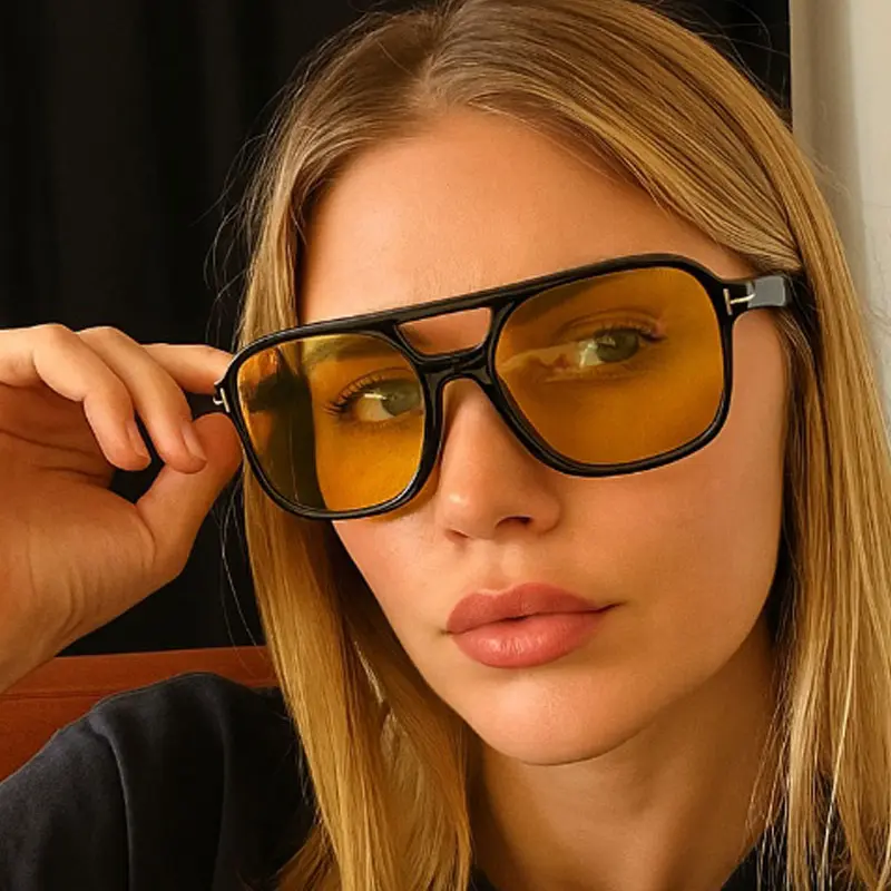 Unisex Large Fashionable Sunglasses - Hair-Friendly Full Rim Casual Frames, UV400 Protection, Round Face Fit, PC (Polycarbonate) Lenses, Ideal for Driving & Daily Wear, Aviator Eyewear Accessory, TikTok Creator Picks, Black Friday Deal, Plastic Frames