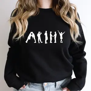 Kpop ARMY Inspired Sweatshirt Shirt, Army Tee For Fan, Bangtan Shirt, Women's Print Crew Neck Graphic Tee, Fashion Casual T-shirt for Dailywear