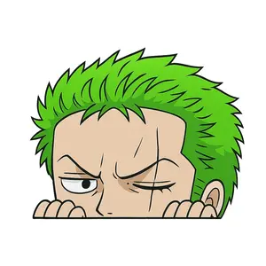 Peeking Zoro Face Vinyl Sticker, Anime Decor Sticker, Notebook Car Laptop Waterbottle Decal
