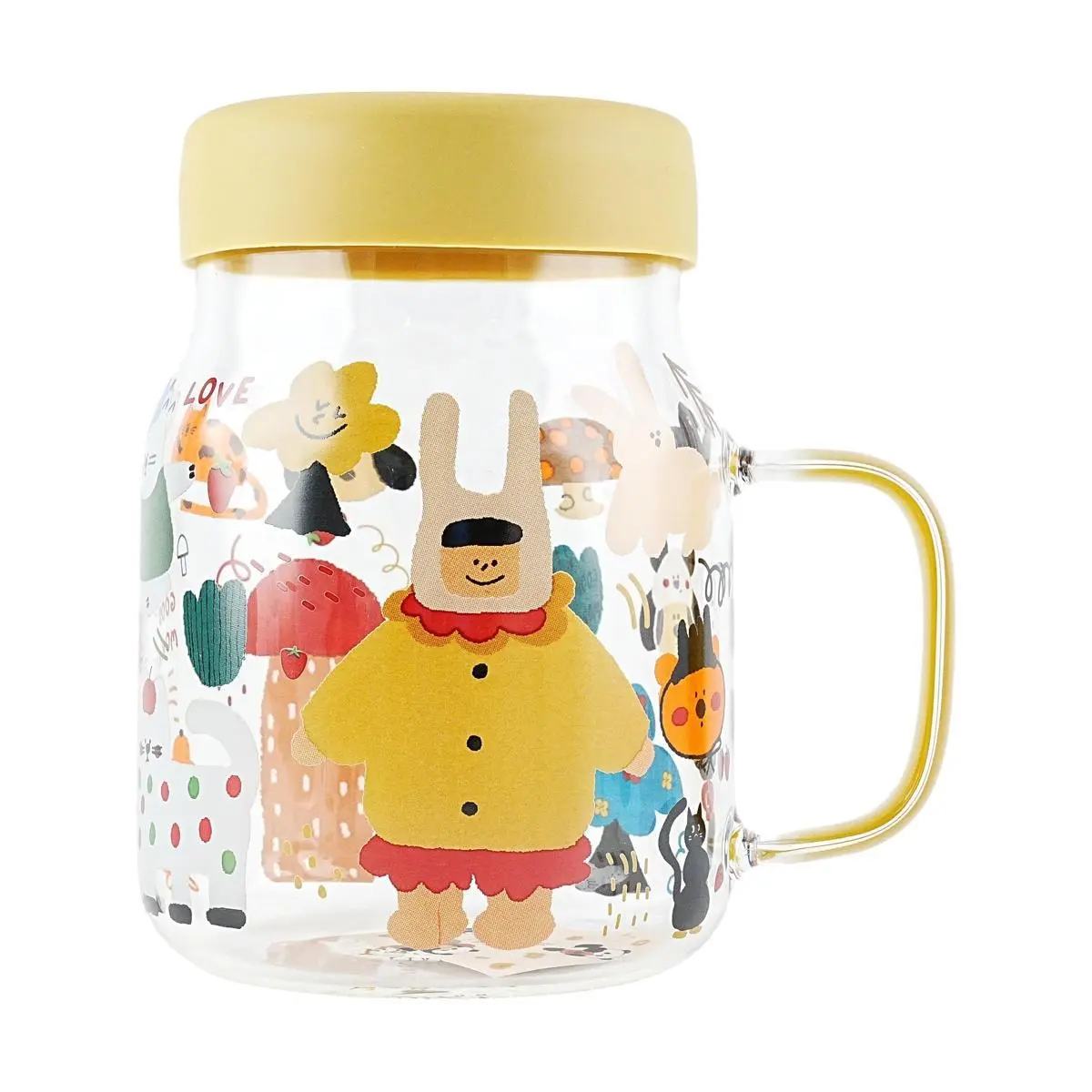 KAWASIMAYA Illustration Girl Glass Cup with Straw 26.41 fl oz