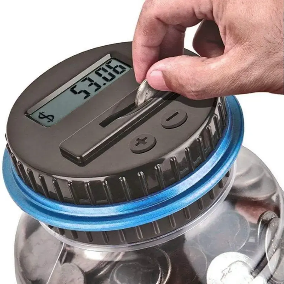 Money Jar with LCD Display, Durable Money Coin Counting Jar, Cash Coin Jar, Money Saving Bank, Coin Savings Bank, Cash Saving Box, Digital Piggy Bank, Home Decor, Perfect Gift for Halloween, Thanksgiving and Christmas, Bottles