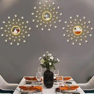 3 Pack  Sunburst Wall Mirror Decor Rhinestone Mirrors Decorative Home Wall Art for Living Room Bedroom Entryway( )