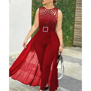 JumpsuitforWomenPartyCasualRhinestoneMeshSleevelessJumpsuitsSkinnyOutfitsLadiesSuitGiftGift