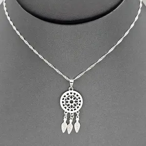925 Sterling Silver Dream Catcher Pendant & Chain Necklace - 1.4 Inch Pendant with Bail, 18-Inch Chain, Unisex