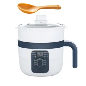 Multifunctional smart electric pot with steamer for convenient steaming, boiling, and cooking; integrated pot with overheat and dry protection; 6 cooking modes; mini steamer; nonstick double-layer pan; suitable for 1–2 people; rice, soup, pasta, steak, et