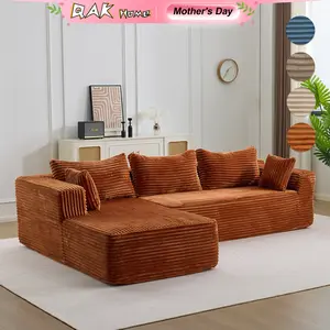 【U-shape: 3 Packages！L-shape: 2 Packages】 137.8“ Cloud Modular Sectional Sofa Couch U-Shape Chaise Corduroy Fabric No Assembly Required for Living Room Bedroom