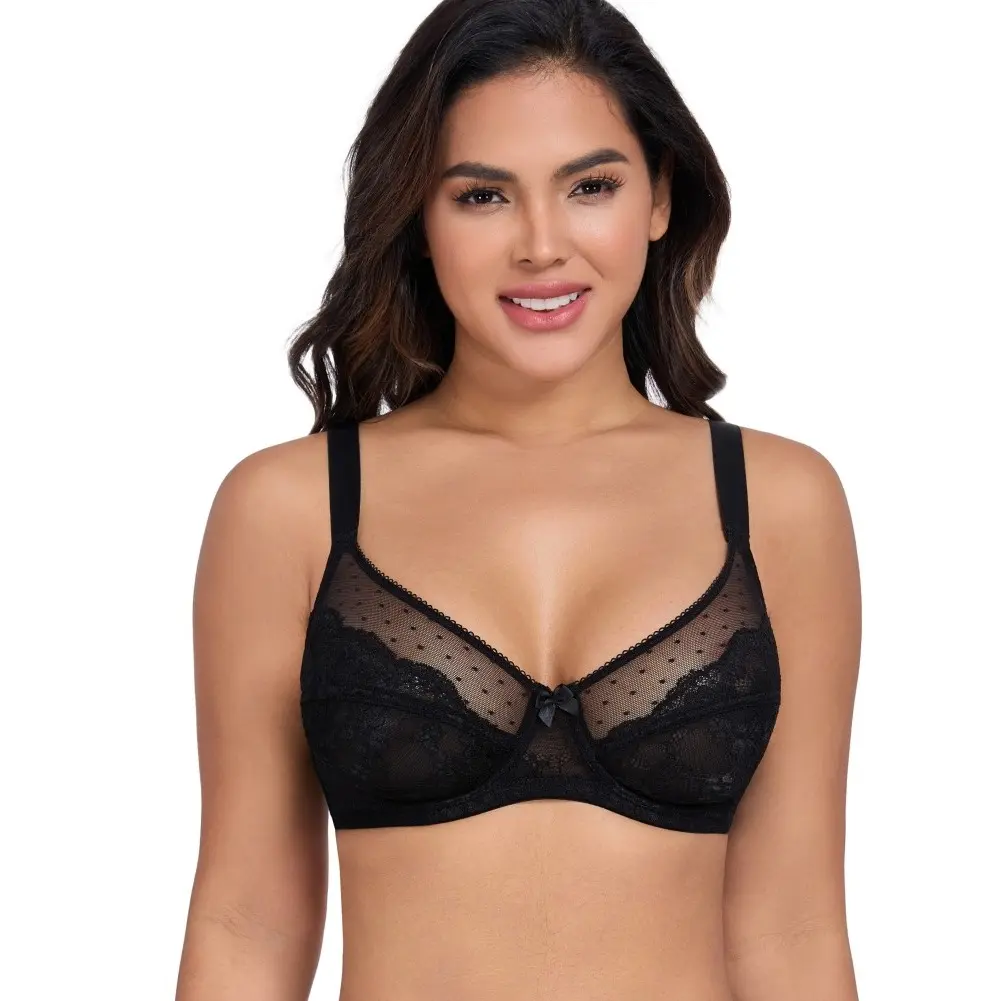 【NEW】Plus size wire bra  exquisite floral lace plus size wire bra full coverage bra unpadded ultra-thin and comfortable,Unlined breathable lace lightweight bra, large size bra without padding, ultra-thin and comfortable, support sagging breasts