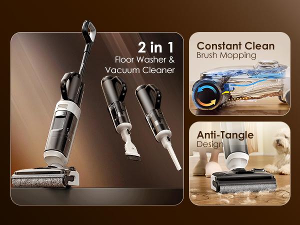 Tineco Floor One Switch i5 Stretch Breeze Wet Dry Vacuum Cleaners, 2-in-1 Cordless Vacuum for Multi-Surface, 20KPa Powerful Floor Cleaner Mop with Long Runtime