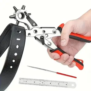 Leather Belt Punch Pliers, Ergonomic Handle, Hole Eyelet Puncher for Revolving Sewing Machines & Bags, Essential Watch Band Strap Repair Tool