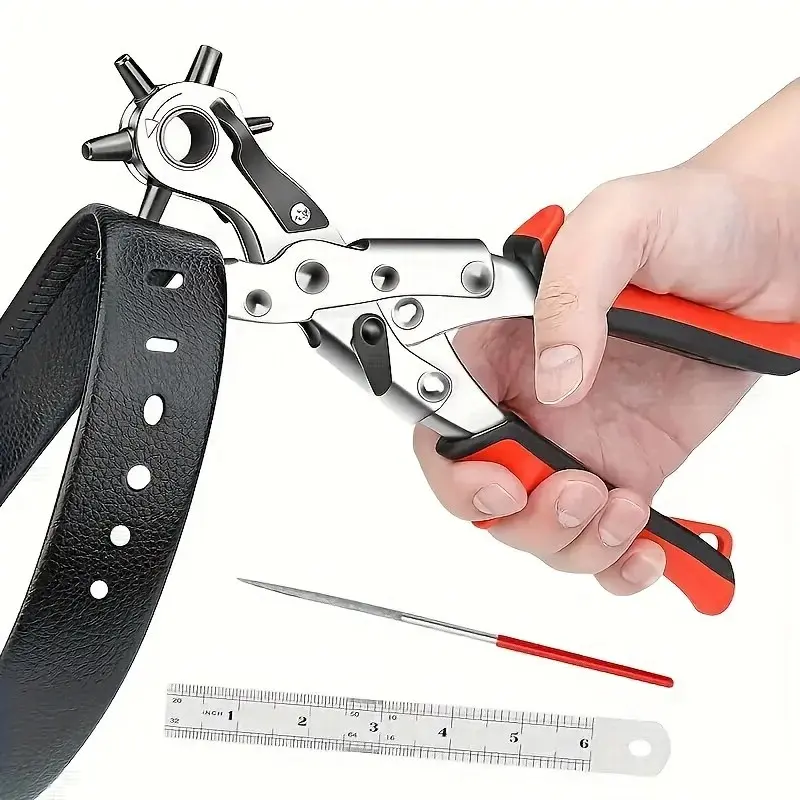 Leather Belt Punch Pliers, Durable Ergonomic Handle, Precision Punching, Hole Eyelet Puncher for Revolving Sewing Machines & Bags, Essential Watch Band Strap Repair Tool