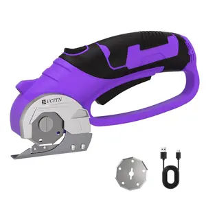 Cordless Electric Scissors,4V Rechargeable Cardboard & Carpet Cutter,Electric Self-Sharpening Rotary Cutter for Fabric,Heavy Duty Scissor with LED Light for Crafts Leather or Plastic Packages,Purple