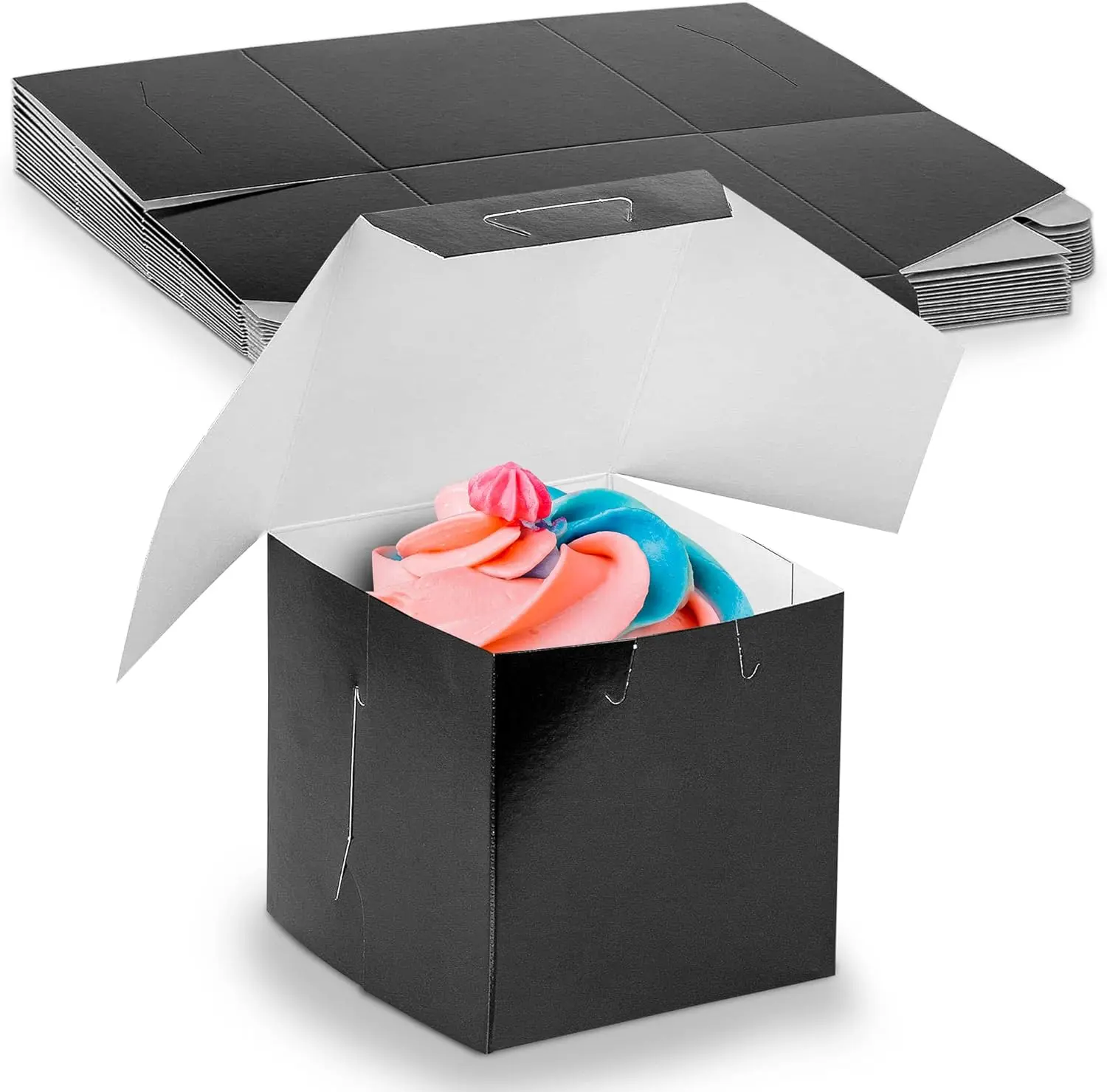 MT Products Durable 4x4x4 in Locked Corner Compostable Environmentally Friendly Black Stackable Paper Candy Boxes, Office Wrapping Supplies for Event Hosts (Pack of 15)