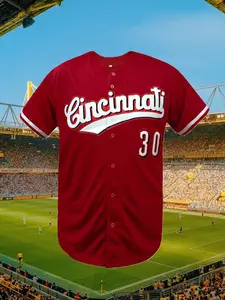 Men's Baseball Jersey #30 Red Button Embroidered Sports T-Shirt Jersey Shirts