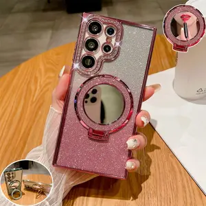 Magnetic Makeup Mirror Holder Phone Case, 1 Count Shockproof Phone Protective Cover, Phone Accessory for Samsung Galaxy S24 S23 S22, Smartphone, Protector