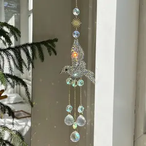 Hummingbird Three-Piece Sun Catcher Crystal Wind Chime Set, Decorative Garden Ornament, Unique Gift Idea, Outdoor Hanging Decoration