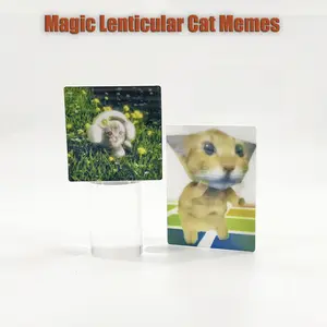 Magic Lenticular Cat Memes - 4 Changing Designs 3D Effect Smooth Animation Waterproof Durable Fun Optical Illusion Gift for Cat Lovers Easter