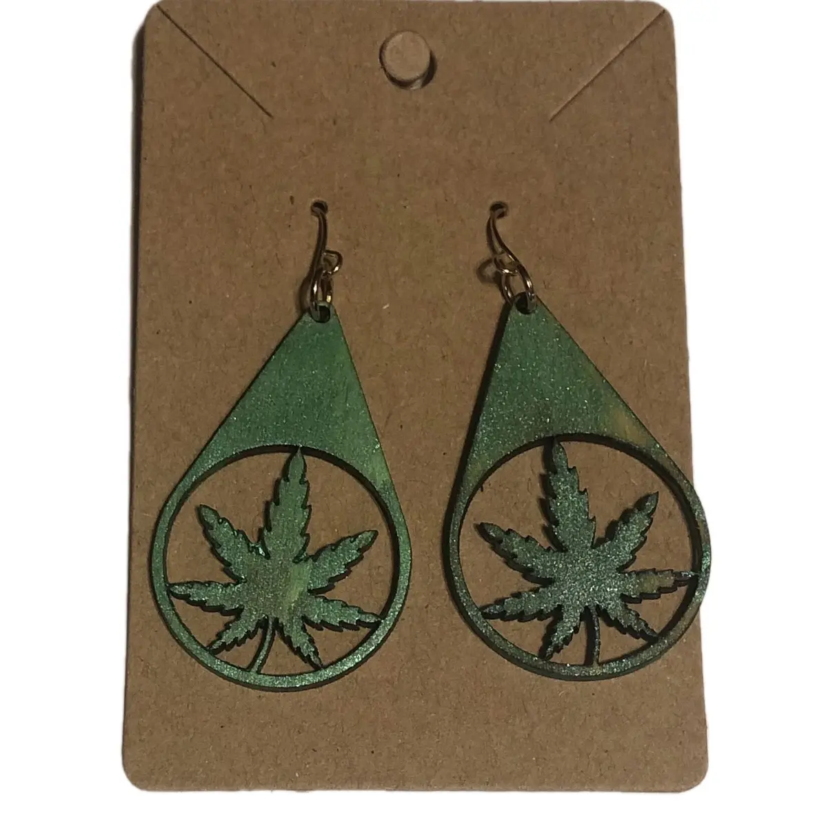 Glitter Green Teardrop Earrings