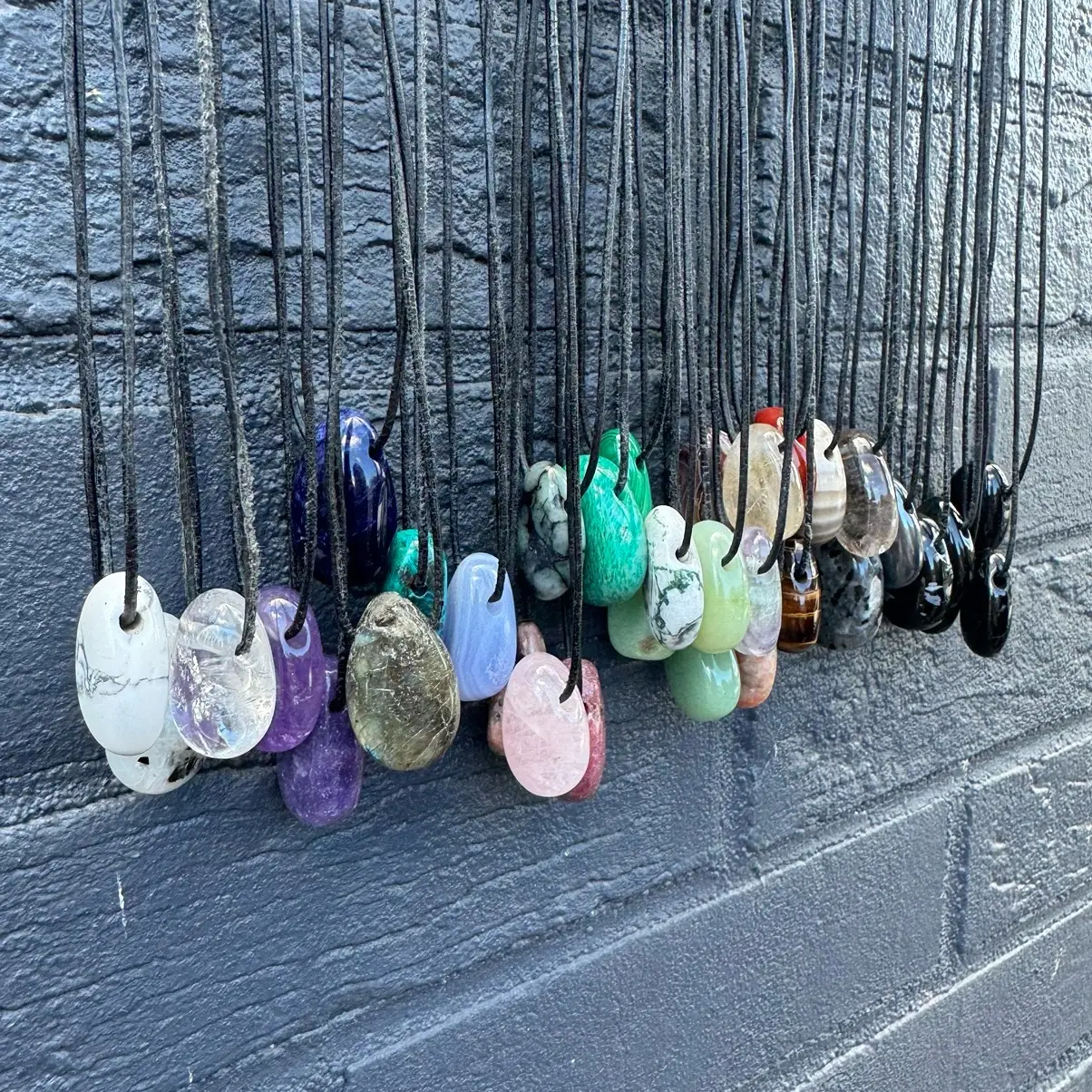 Adjustable Gemstone Necklace - Natural Crystal Necklace - Drilled Gemstone Pendant