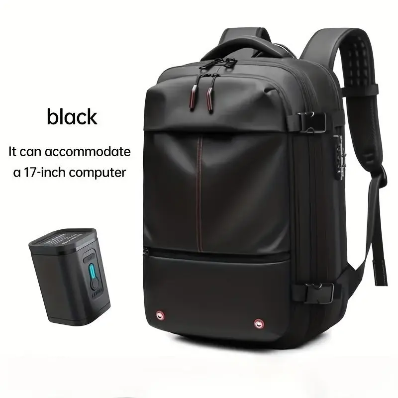 M Size Nylon Waterproof Expandable Travel Backpack - Multifunctional, Athletic, Zip Up, Electric Air Pump, Checked Luggage-Free, Large Capacity, Suitcase-Carry Compatible, Easy to Clean, Laptop-Friendly, Ideal for Adults’ Business Trips, Do Not Wash