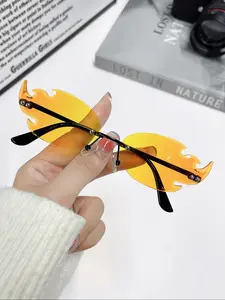 Flame Design Party Glasses, Halloween Costume Eyewear, Unique Fashion Accessory for All Seasons, Stylish One-Piece Set